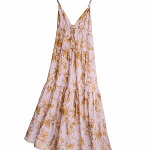 Treasure & Bond Floral Cottagecore Buttoned Maxi Dress Tiered Sundress Size S